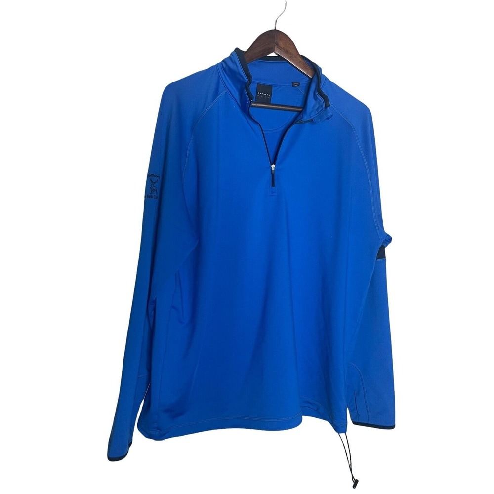 Dunning Golf 1/4 zip blue pull over deer park golf club size large